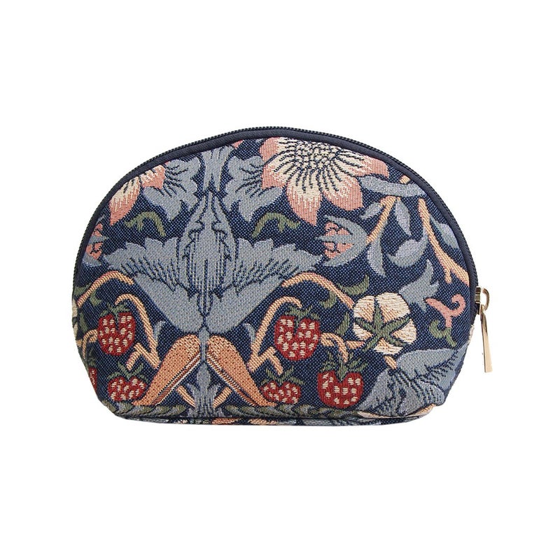 سينار حقيبة مستحضرات التجميل المزخرفة من Signare حقيبة مكياج لأدوات الزينة للنساء مع William Morris Blue Strawberry Thief (COSM-STBL) - Image 3